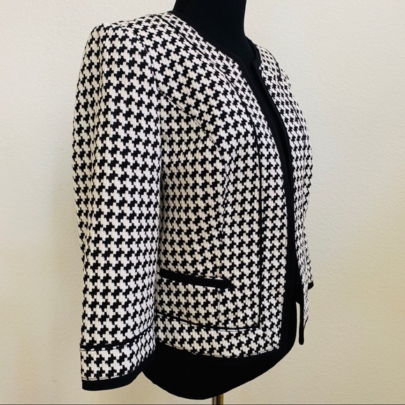 WHITE HOUSE BLACK MARKET houndstooth Jacket Sz 10 - Picture 5 of 8